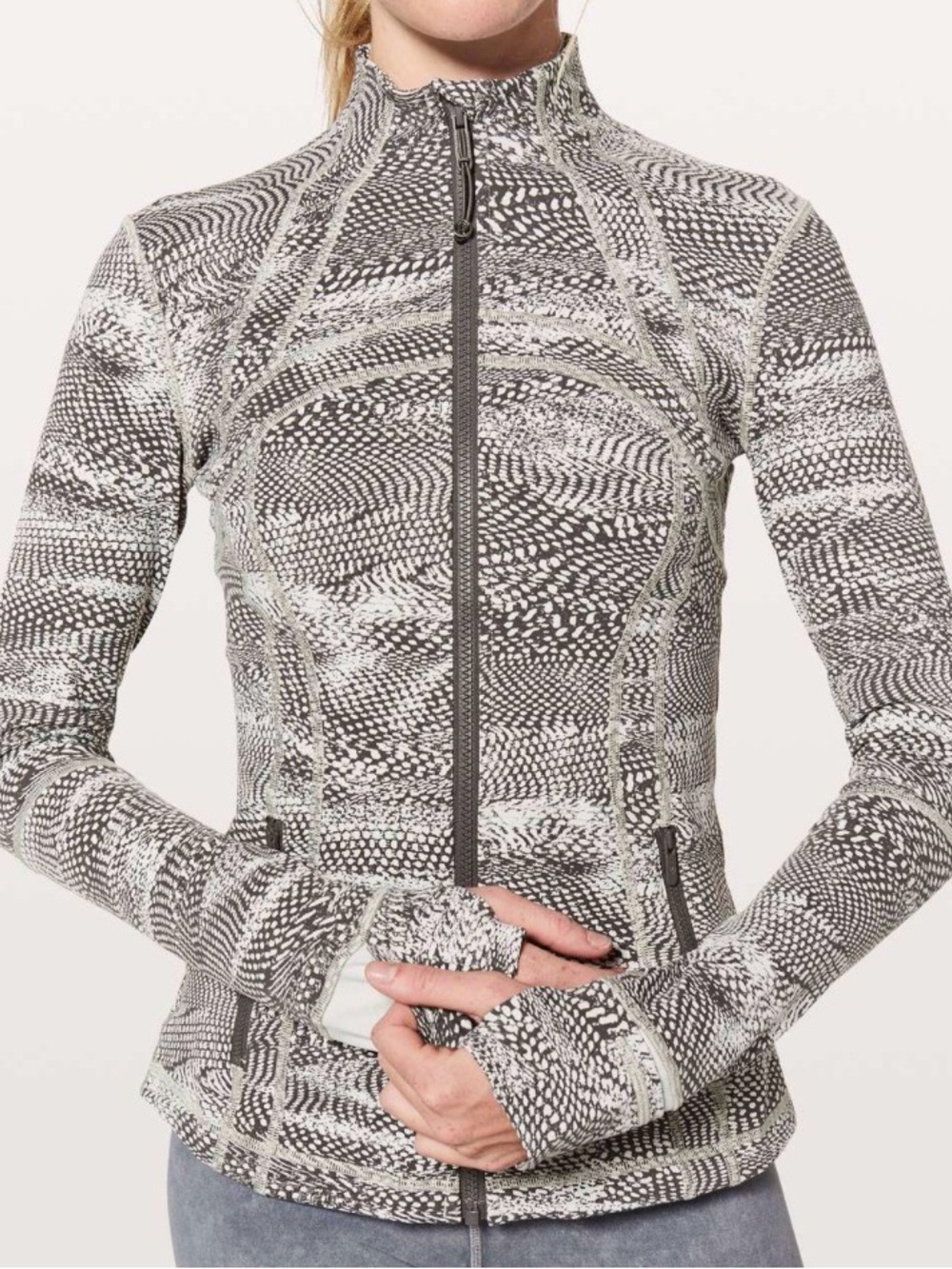 lululemon Define Jacket Black and White Patterned Zip-Up Tailored Slim Fit